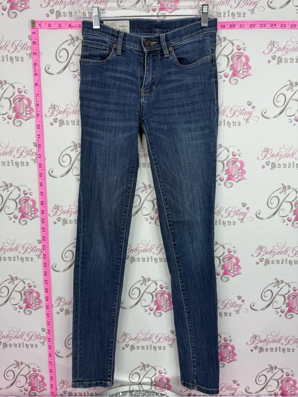 DISH jeans Women’s Mid-Rise Dark Blue Skinny Jeans